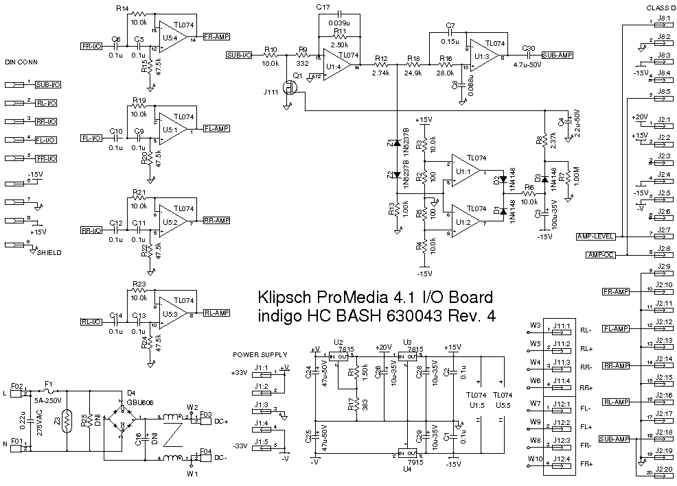 Klipsch Promedia V4.1 Amplifier Repair z 5500 circuit diagram 