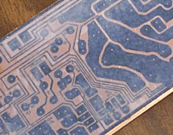 PCB with all but one layer of paper peeled off